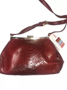 HOBO Astrid Faux Snakeskin Embossed Leather Shoulder Bag Crossbody Purse Retro - Picture 1 of 10