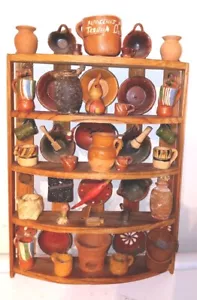 VINTAGE MEXICAN HANDCRAFTED FOLK ART POTTERY & KITCHEN TOOLS DIORAMA WALL ART - Picture 1 of 10