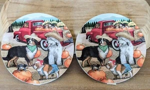 Pier 1 Ironstone Harvest Pups Salad Plate Park Avenue Puppies Pumpkin Dog (2) - Picture 1 of 7