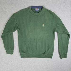 Vintage Chaps Ralph Lauren Sweater Mens Large Green Knit Crest Logo - Picture 1 of 9