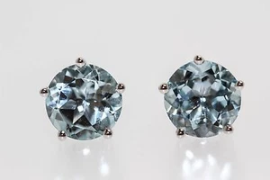 925 Aquamarine Stud Earrings ( 3.50 cts) - Picture 1 of 3