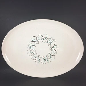 MCM Dinnerware Large Serving Platter Black Teal Swirl Stoneware EUC Speckled - Picture 1 of 5