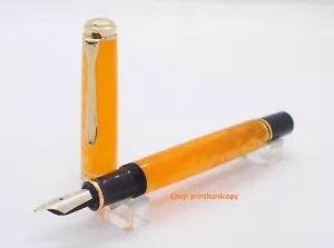 2018 Pelikan Special Edition M600 penna stilografica arancione vibrante pennino oro 14k bella - Foto 1 di 6