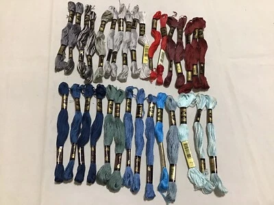 Emb. Floss:DMC #25 Mouline Spec (31 Sk) Ass't Blue, Mauve, Red, Grays France 506 - Image 1 of 4