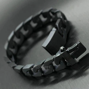 Bracciale Uomo Catena Cubana Acciaio Inox 316L Spazzolato Opaco Braccialetto - Foto 1 di 9
