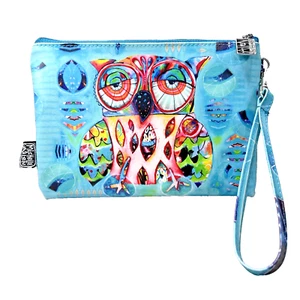 Michelle Allen Owl Wristlet Purse Zipper Closure Fully Lined - Picture 1 of 14