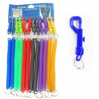 Retractable Spiral Clip On Ring Stretchy Elastic Coil Spring Keyring Key Chain  - Image 1 of 4