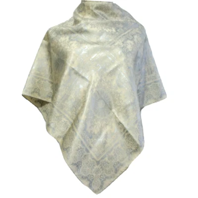 Authentic Vintage DOLCE & GABBANA DG  Gray/Beige Print  Twill Silk Scarf 34"in - Image 1 of 4