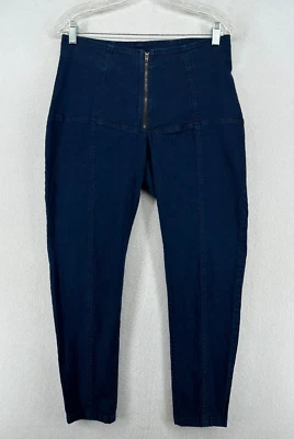 PRAIRIE UNDERGROUND Womens High Rise Girdle Jeans Large Front Zipper Dark Blue - Image 1 of 4