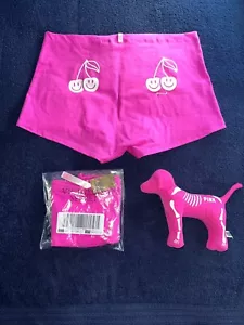 VICTORIA'S SECRET PINK Cotton Shortie Boyshort Panty VS Pink Cherry Butt LARGE - Picture 1 of 1