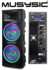 MUSYSIC Professional Dual 2x15" 4000W Speaker PA DJ LIGHT Bluetooth MU-215P4K 