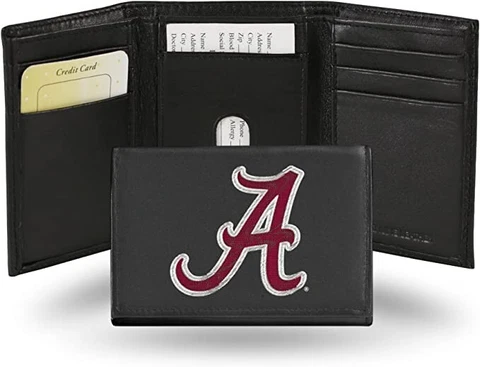 ALABAMA CRIMSON TIDE----- BLACK LEATHER EMBROIDERED WALLET Cover