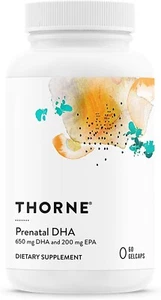 THORNE Prenatal DHA 650 mg DHA and 200 mg of EPA 60 Capsules exp date 06/2026 - Picture 1 of 7