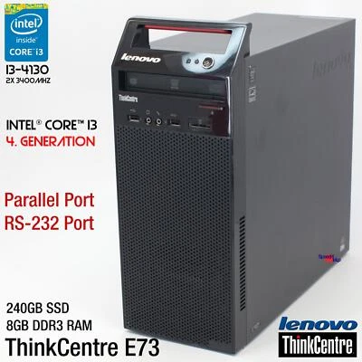 IBM LENOVO THINKCENTRE E73 I3 4130 COMPUTER PC PARALLEL LPT WINDOWS 10 240GB SSD - Immagine 1 di 4