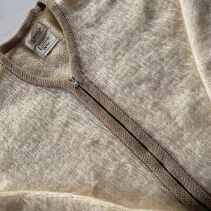 Vtg 50s 60s Mohair Cardigan Men's L/XL Full Zip Fuzzy Shaggy Rockabilly Grunge - Picture 1 of 14