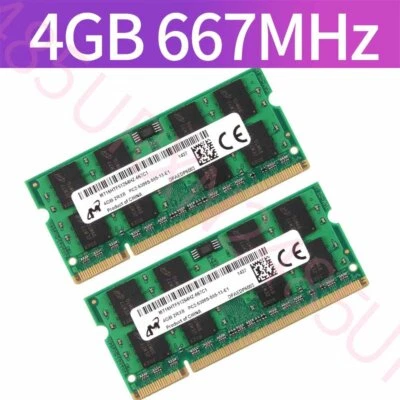 8GB 2x 4GB 2G PC2-5300S DDR2-667MHz 200Pin 1.8v Laptop SODIMM RAM per Micron IT - Imagen 1 de 4