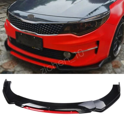 Car Front Bumper Lip Spoiler Splitters Black & Red For KIA Stinger Forte Optima Foto 1 de 4