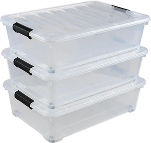 25 Quart Plastic under Bed Storage Organizer Bin Container with Secure Lids and - Picture 1 of 7