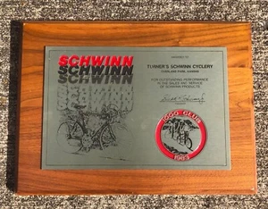 VINTAGE SCHWINN 1983 BICYCLE 1000 CLUB 12 X 9" AWARD PLAQUE Overland Park KS - Picture 1 of 1