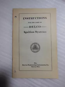 old INSTRUCTIONS for 1912 & 1913 & 1914 DELCO Ignition SYSTEMS - Picture 1 of 3