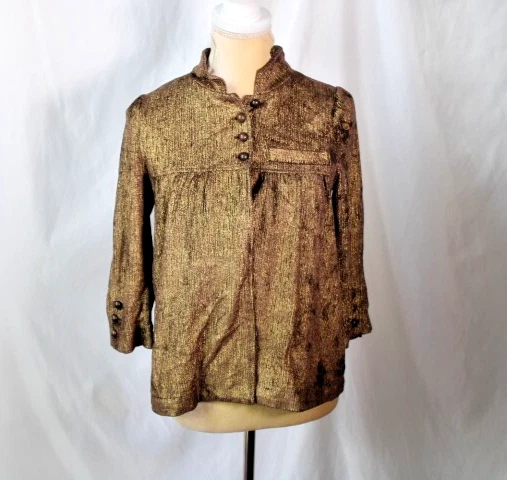La Rok Gold Blazer Jacket Size S - Imagem 1 de 4