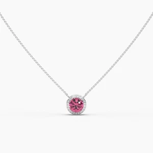 1.20 ct Pink Lab Created Round Diamond Fashion Pendant in 14K White Gold - Picture 1 of 12