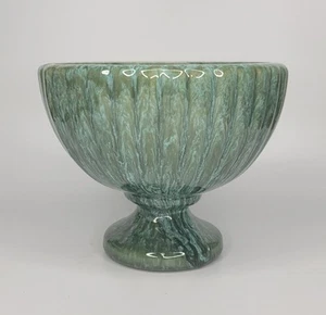 MCM Haeger Pottery Green Agate Footed Pedestal Planter Bowl Green and Teal Glaze - Picture 1 of 5