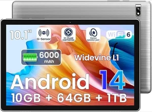 Android 14 Tablet 2025 Newest 10 Inch Octa core Processor 6000mAh Battery Grey - Picture 1 of 7