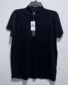 NWT ~ CABLE & GAUGE ~ Black Knit w/ Black Beaded Shoulder & Mock Turtleneck ~ XL - Picture 1 of 11