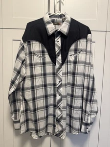 EUC Herren Roper Hemd Black Pearl Snap Western Cowboy Rodeo schwarz weiß - Bild 1 von 6