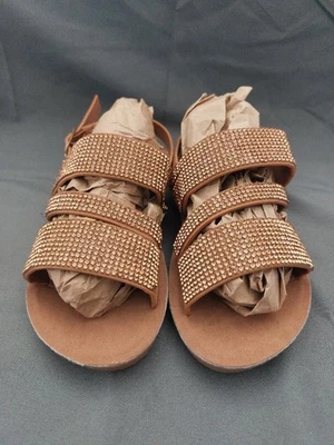 Adrienne Vittadini 学步儿童 女孩 金色 三带 闪亮 凉鞋 尺码 7 — 第 1/4 张图片