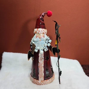 Weihnachtsmann 11" Metall handbemalt Figur Christbaumspitze / Kerzenlicht - Bild 1 von 6