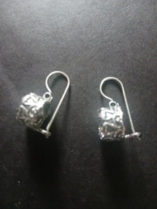 Vintage Custome Made Pierced Earrings SS .925 Crown Heart Shape With Large Cz... - Picture 1 of 4