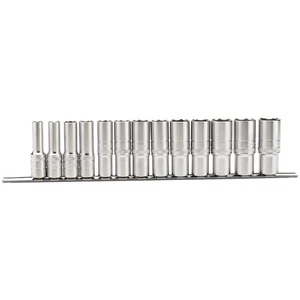 Draper 1/2"D Deep Imperial Socket Set on a Metal Rail 13 Piece 3/8 -1.1/8" 16500 - Picture 1 of 1