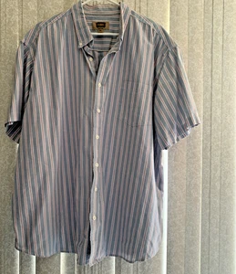 Camicia The FOUNDRY Supply Co 3XLT cotone con bottoni blu a quadri alta preppy contadino - Foto 1 di 6
