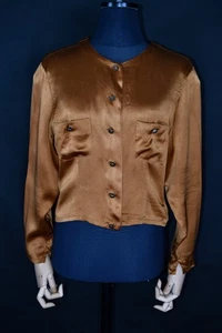 Vintage Jil Sander Seide Gold Minimalistische Bluse Knopf Hemd Damen Gr. 40 - Bild 1 von 11