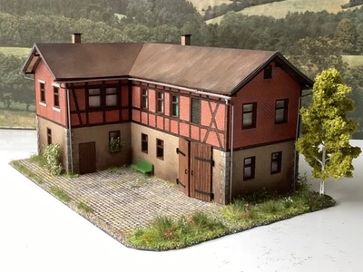 Busch 1655 Bauernhaus Vogtland. Lasercut. LED, Diorama. NEU. H0 - Bild 1 von 4