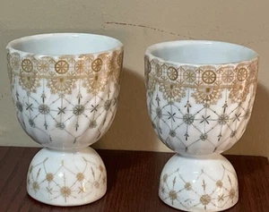 2 Ceramic Decorative Double Egg Cups - Picture 1 of 8