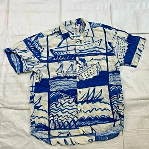 Camisa Hawaiana JAMS WORLD De Colección Rara Azul Talla Mediana - Imagen 1 de 12