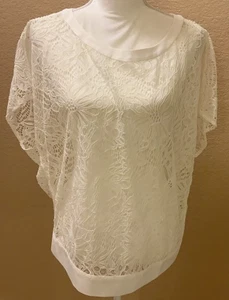 Blusa/top recortado sin mangas floral Cabi Ole blanca talla mediana - Imagen 1 de 7