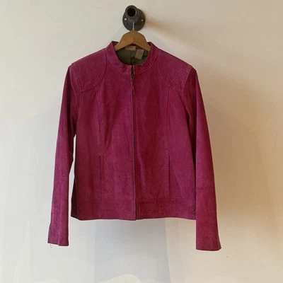 Pink & Green Lined Genuine Suede 100% Leather Jacket Ruff Hewn Well Worn Sz: XL - Image 1 of 4