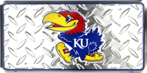 Kansas Jayhawks Diamond Embossed Metal License Plate - Picture 1 of 1