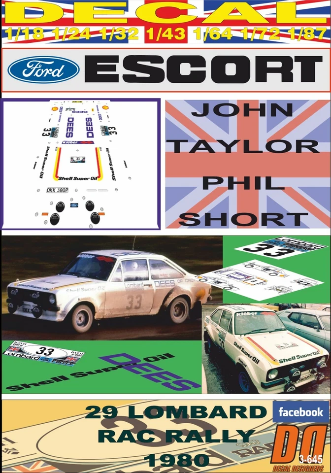 DECAL FORD ESCORT RS 1800 MKII T.BRISE RAC R. 1980 DnF (06) - Image 1 of 1