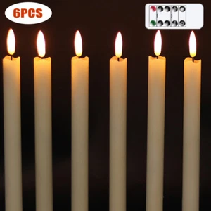 6PCS Flameless Taper Candles Light Flickering Battery Operated Remote Timer USA