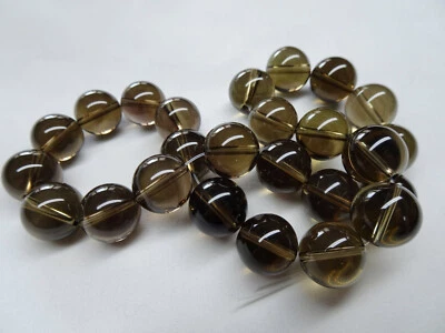 11 contas de pedra redondas lisas 11,75-12 mm quartzo esfumaçado natural fio 3/4" A526 DNG - Imagem 1 de 3