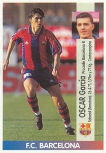 047-A OSCAR GARCIA FC.BARCELONA STICKER CHROME LEAGUE ESTE 1997 PANINI