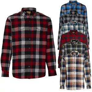 Mens Flannel Cotton Shirt Heavy Plaid Lumberjack Check Long Sleeve Casual Work - Picture 1 of 25