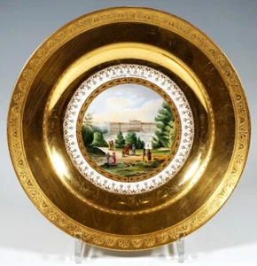 Old Vienna Imperial Picture Plate Lust Castle Schönbrunn Fully Gilded Circa 1813 - Picture 1 of 7