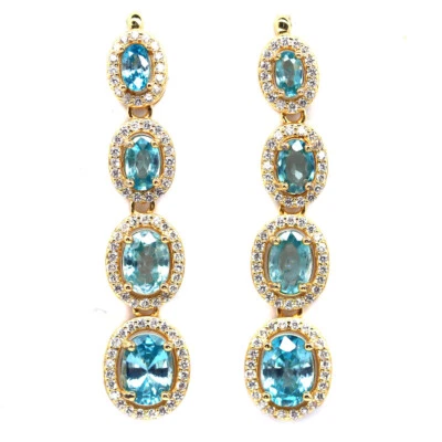 Pendientes Black Friday de plata de ley 925 con espuma de mar azul - circón blanco Foto 1 de 4