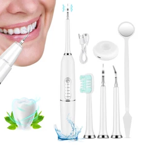 Electric Tooth Cleaner Tartar Plaque Remover Dental Cleaning Scaler Tool Kit - Picture 1 of 12